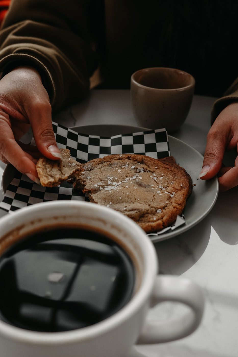 Salted cookie and black coffee
